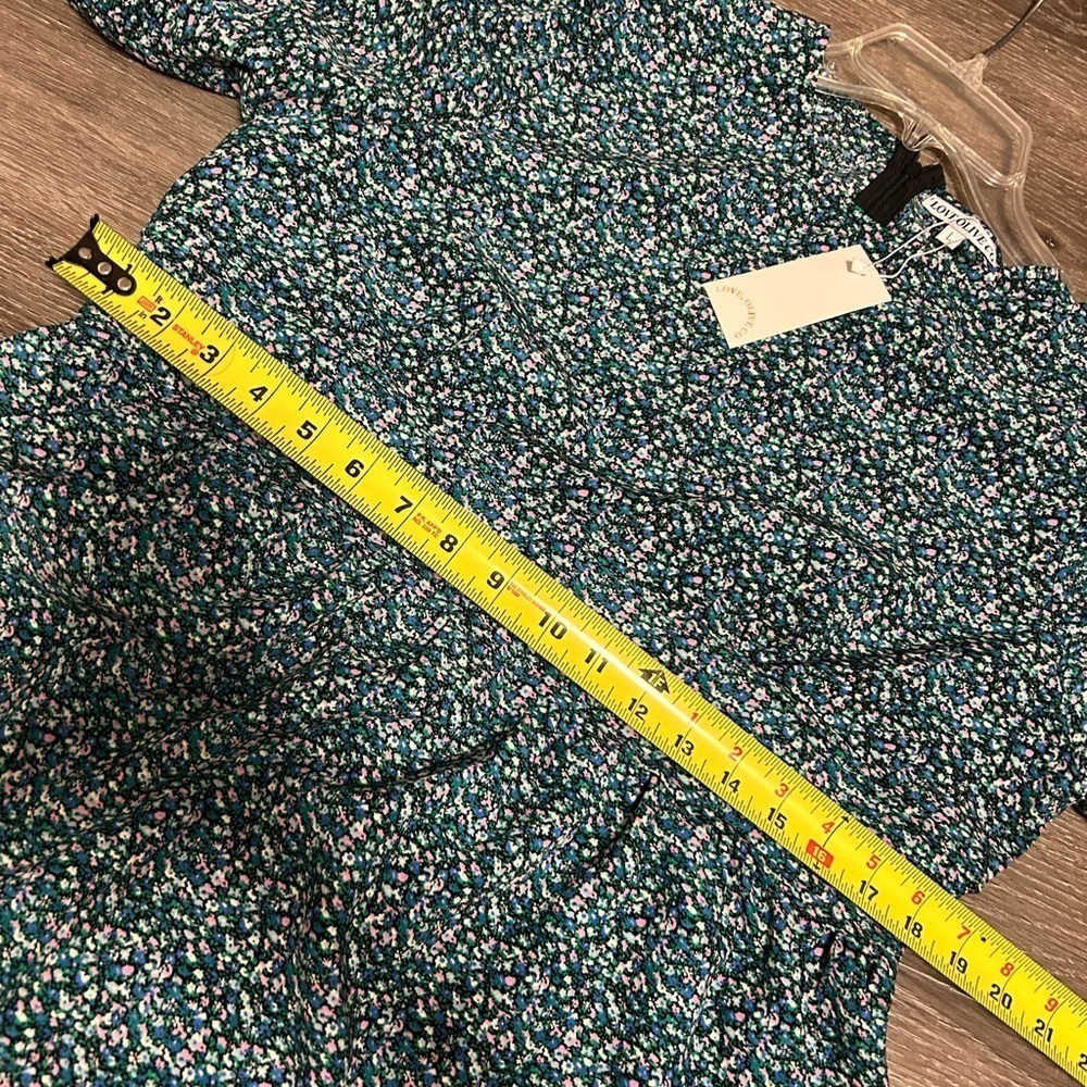 NWT Love Olive Co. Floral Mini Dress Bishop Sleeve Peasant Cottage Babydoll - Picture 12 of 13